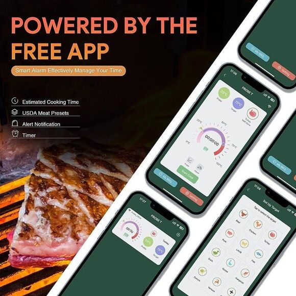 MOFWEB Wireless Meat Thermometer, Bluetooth Meat Thermometer Smart Food Thermome - Picture 4 of 8